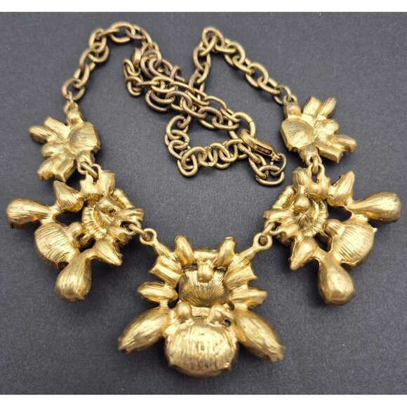 Loft Chunky 3-D Multicolor Statement Necklace Faceted Stones Gold Tone 20.5" - Picture 7 of 7